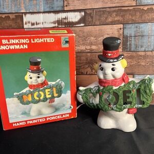 Vtg 1977‎ Ceramic Mold Frosty the Snowman Light Up NOEL Holly Sign Christmas MCM